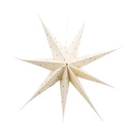 Single cream 3D paper star lantern with star cutouts on a white background.