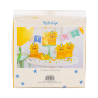 Back of lion treat bags packaging showing party setup example and product details
