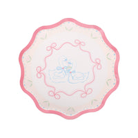 Love Birds small scalloped dessert plate with swan illustration