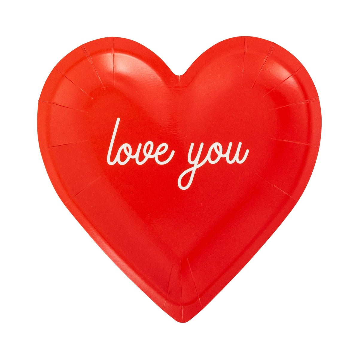 Red heart shaped plate with love you message