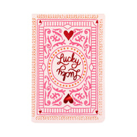Pink and red lucky card dinner napkin with playing card design