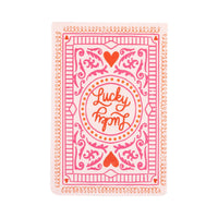 Front view of lucky card dinner napkin packaging