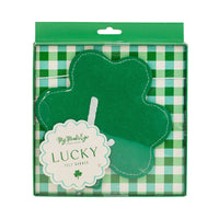 Lucky felt banner packaging with green shamrock design