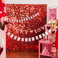 Lucky in Love Valentine banner displayed over party backdrop