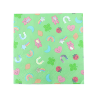 Green Lucky Me large paper napkin with rainbows, lucky cats, hearts, and shamrocks