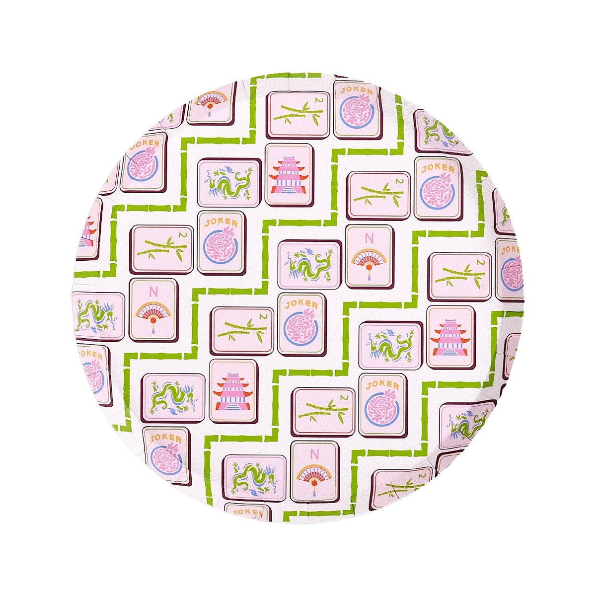 Isolated product view of the Mahjong Dessert Plates featuring the American Mahjong Decor design.