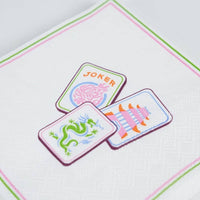 Close-up of the American Mahjong Accessories tile illustrations showing the Joker, Dragon, and Pagoda.