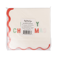 Back of the Merry Christmas cocktail napkins packaging showing product details and barcode