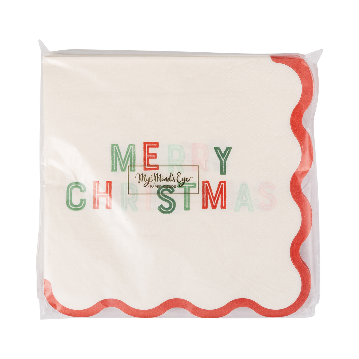 Merry Christmas cocktail napkins in retail packaging