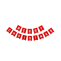 Red felt "Merry Christmas" pennant banner with cream felt letters laid flat.