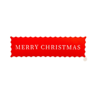 Red and cream "Merry Christmas" felt table runner shown flat, showing the layered lettering and wavy edge.