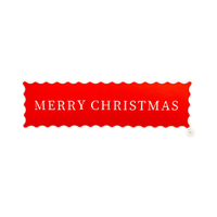 Red and cream felt "Merry Christmas" table runner with a wavy cream edge on a white background.