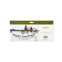 Merry Christmas metal stars banner shown in back packaging