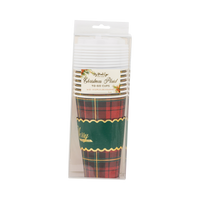 Merry Christmas plaid to go cups in retail packaging with header card