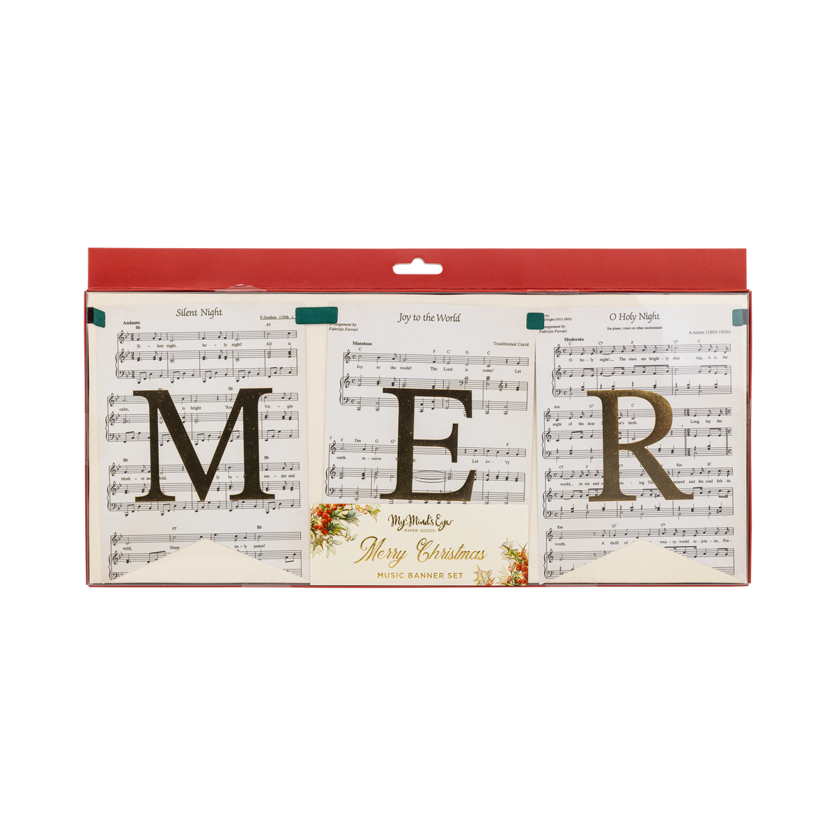 Merry Christmas sheet music banner in retail packaging with header card
