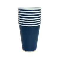 Stack of eight Midnight Blue Signature Cups, gold base detail