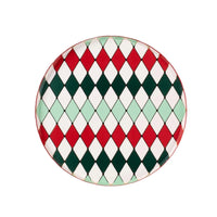 Product photo of the multicolor diamond dinner plate on a white background.