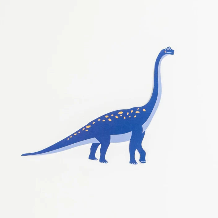 Blue long neck dinosaur accent sticker on white background.