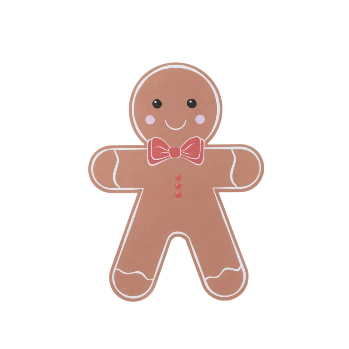 Isolated full gingerbread man placemat on white background, front view.