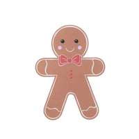 Isolated full gingerbread man placemat on white background, front view.