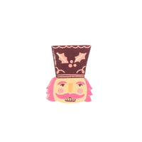 Isolated nutcracker face accent sticker on white background, front view.