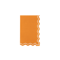 Single orange guest towel on white, full shape with zigzag scallop.