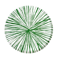 Isolated Radiance green dinner plate on white background, front view.