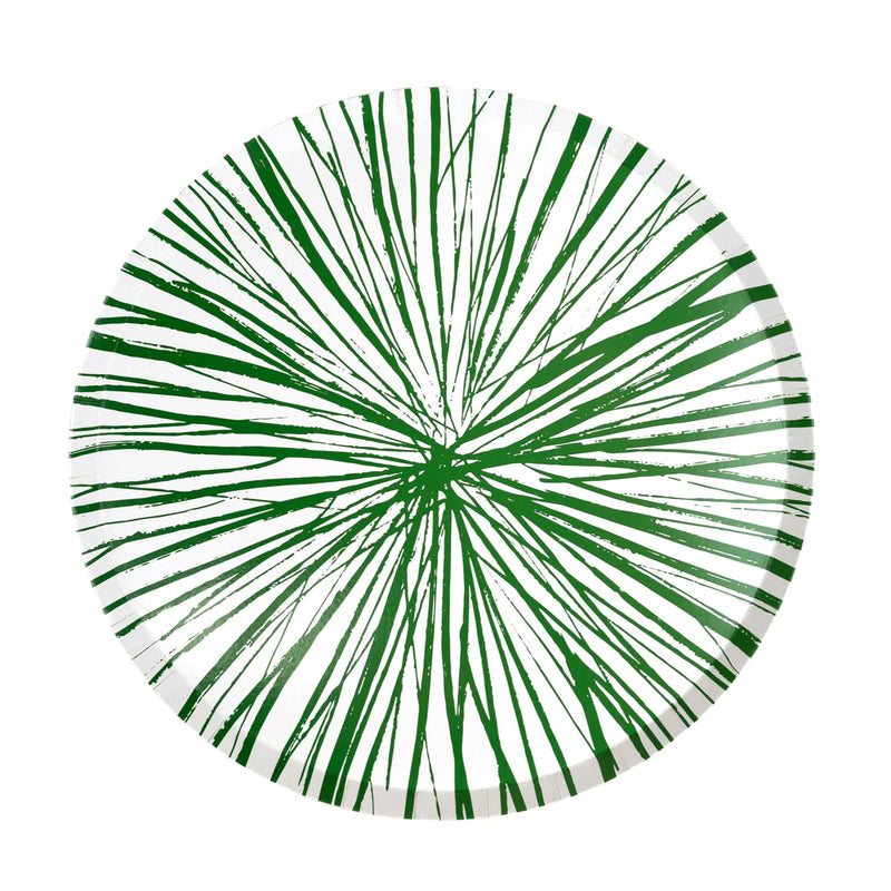 Isolated Radiance green dinner plate on white background, front view.