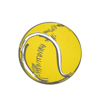Isolated tennis ball placemat with a transparent background, full cutout.