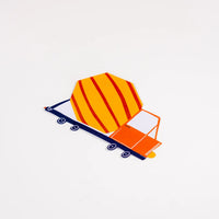 Single cement truck accent sticker on white background, angled view.