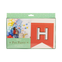 Front of boxed Cat Happy Birthday Banner set displaying red letter flag “H”