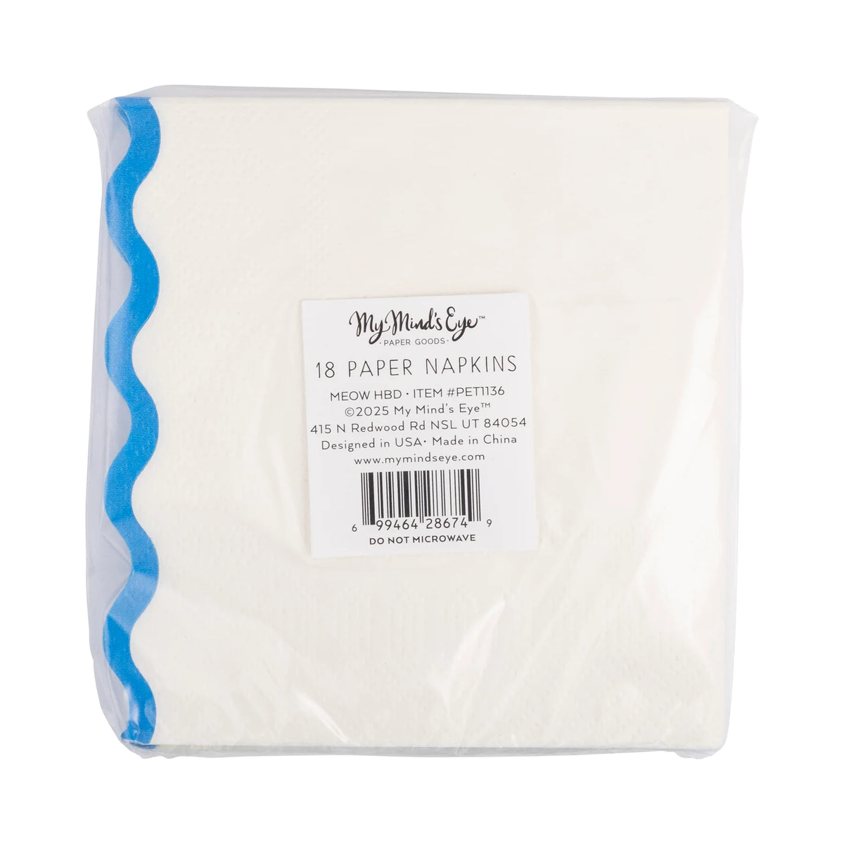 Pack of paper napkins with a visible brand label on a white background