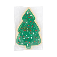 Back of package showing green tree cookie design for holiday set