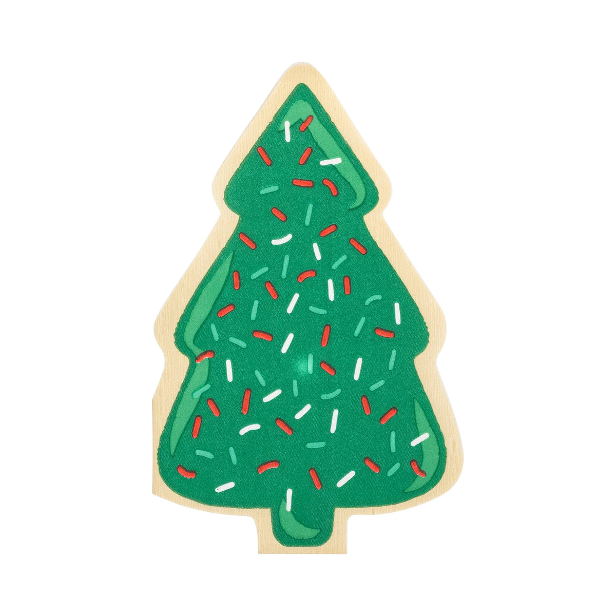 Single green tree cookie napkin with sprinkle print for dessert tables