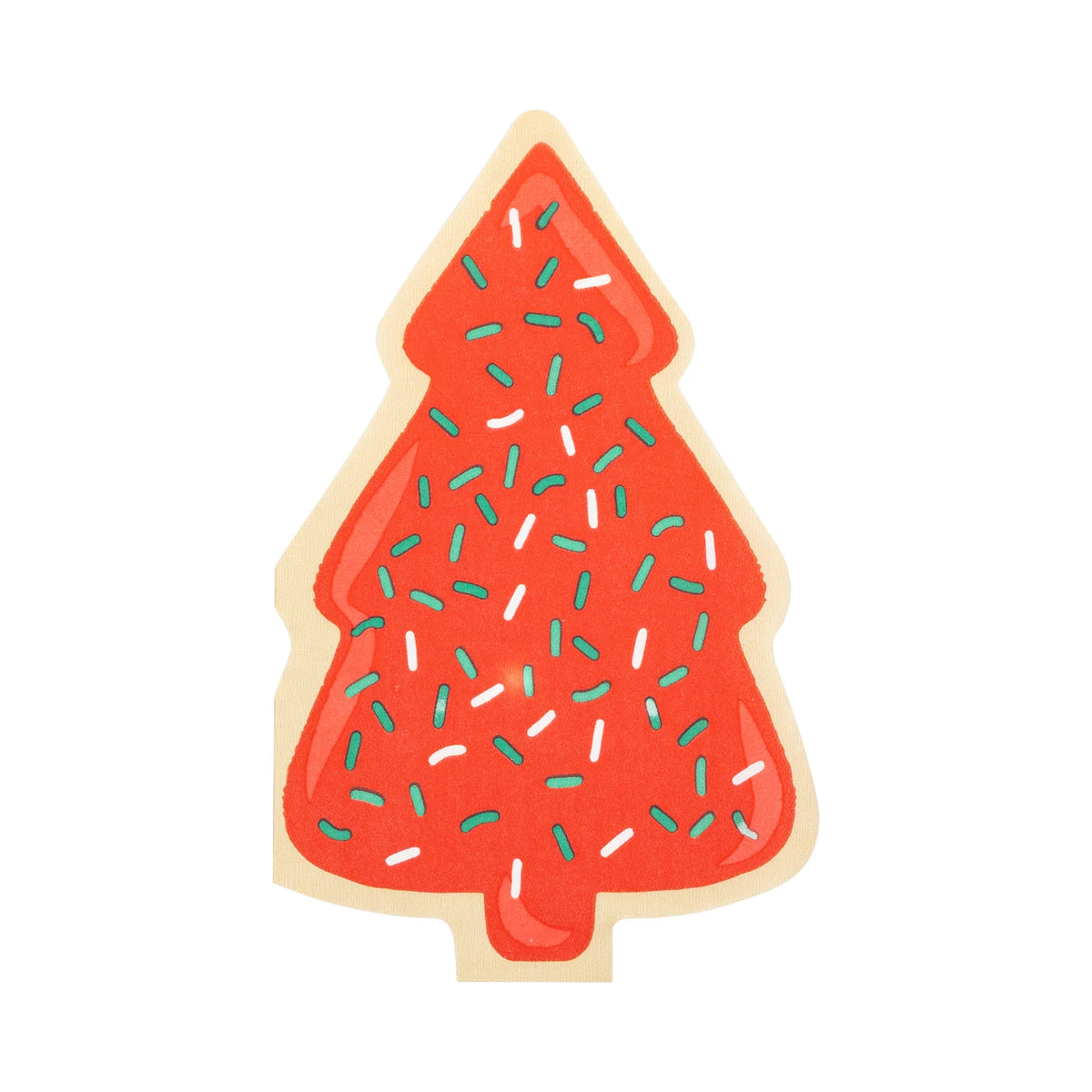 Single red tree cookie napkin with sprinkle print for Christmas party themes