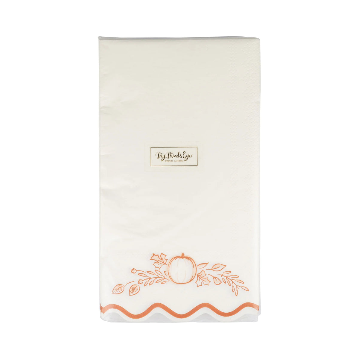Back of package showing pumpkin border guest napkins