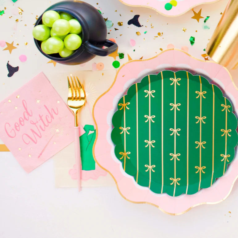 Pink witch napkin reading Good Witch with foil wand