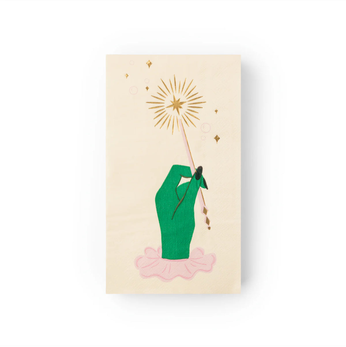 Single Magic Wand guest towel with green witch hand and sparkling star wand