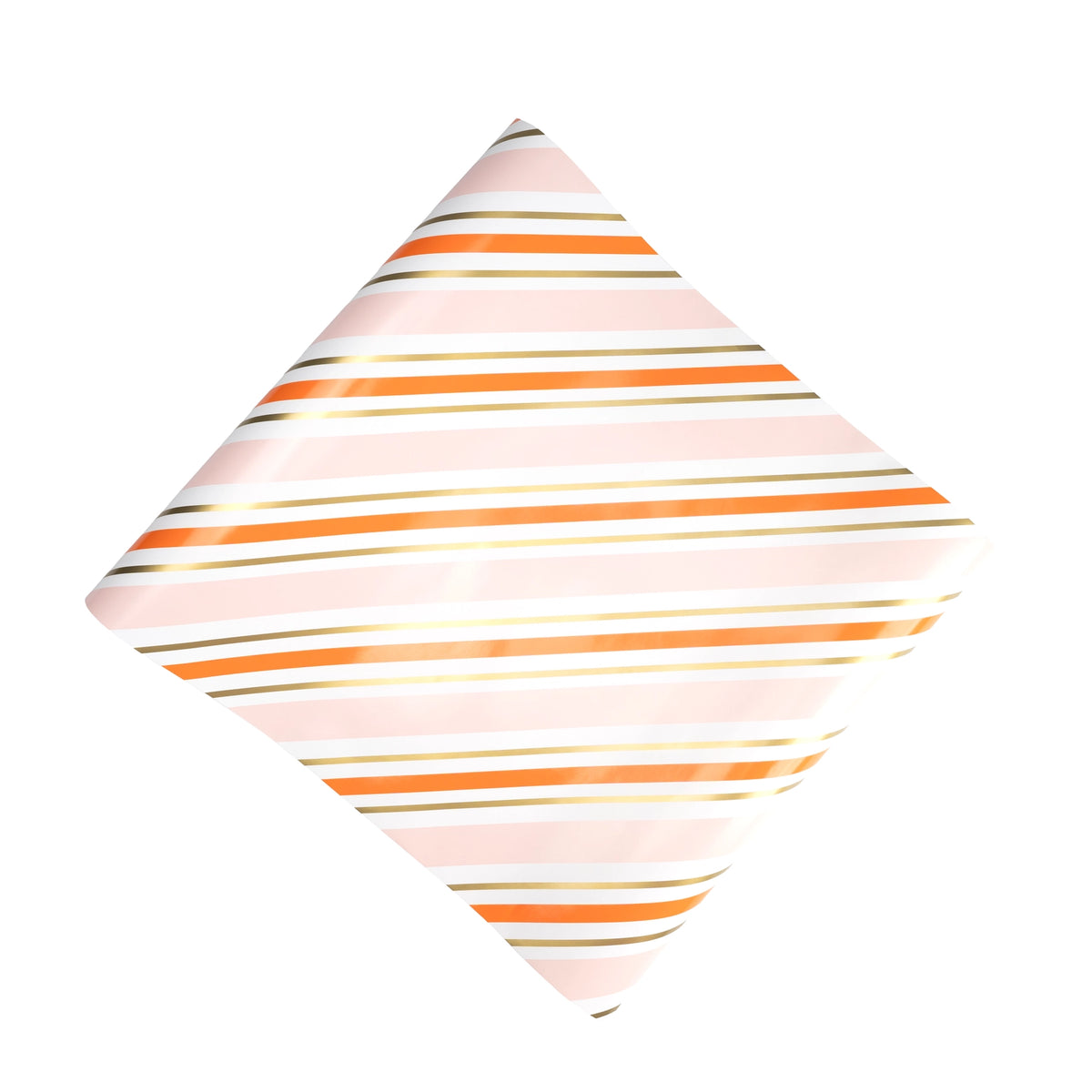 Folded view of orange and pink striped paper table runner sheet