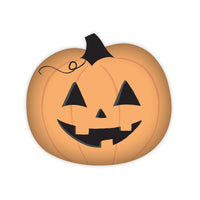 Single jack-o-lantern pumpkin paper plate on white background, classic Halloween plates design, 8.75 inch