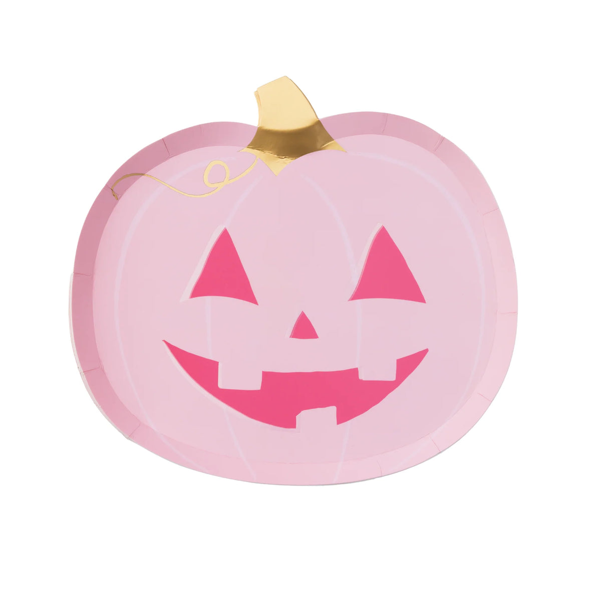 Single pink jack o lantern plate from our pumpkin paper plates set, perfect pink halloween decor