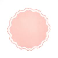 Single blush scalloped pink placemat on white background