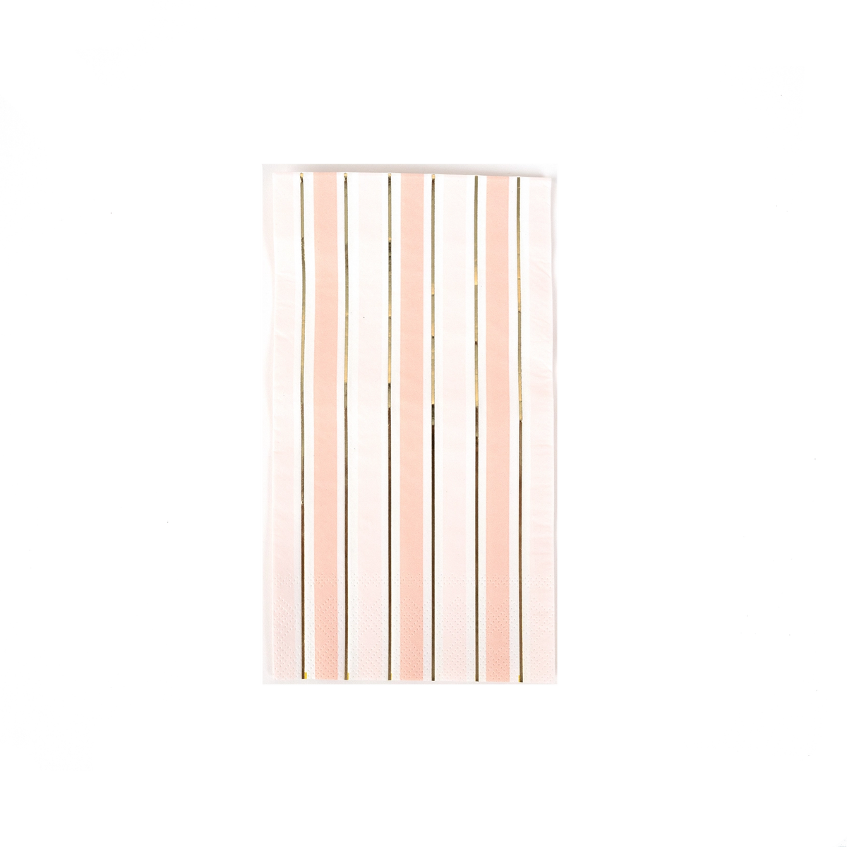 Single blush striped paper guest towel on white background