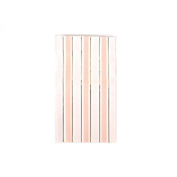 Single blush striped paper guest towel on white background