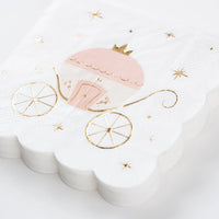Stack of carriage princess napkins showing gold foil details