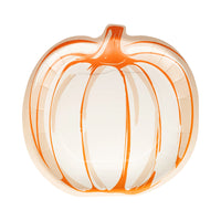 Single pumpkin shaped plate, cream with orange lines and stem