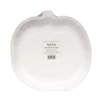 Back of pumpkin shaped paper plates package, 8 count