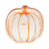 Front pack showing pumpkin shaped plate with orange line art design