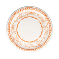 Single round dessert plate with orange pumpkin border, 8 inch