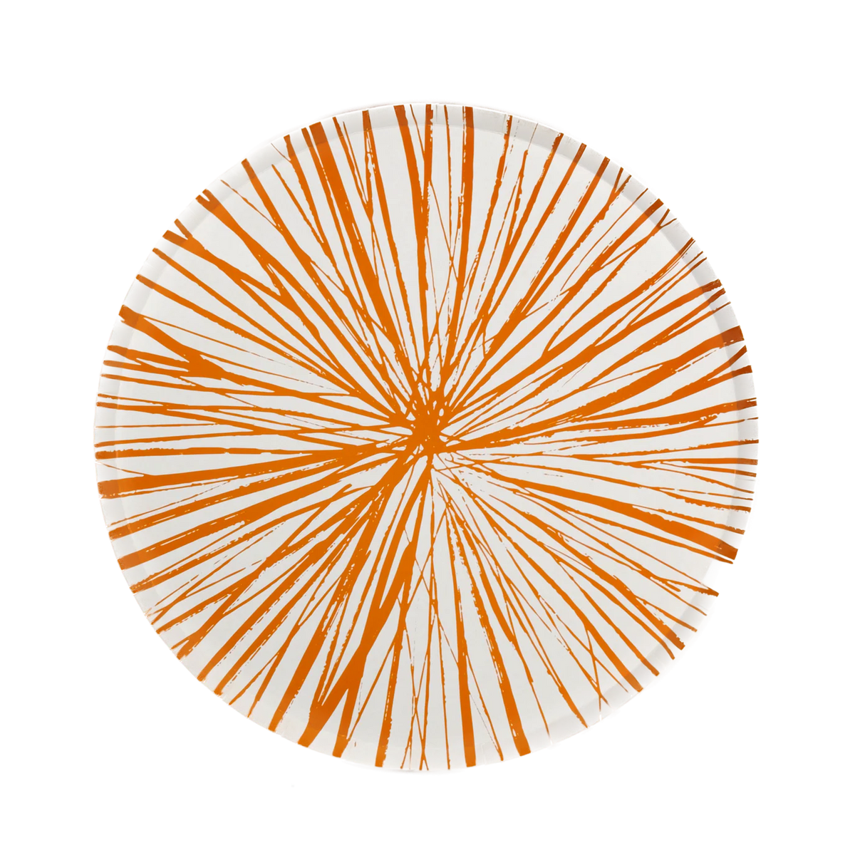 Single Radiance orange 10.5 in dinner plate with sunburst rim